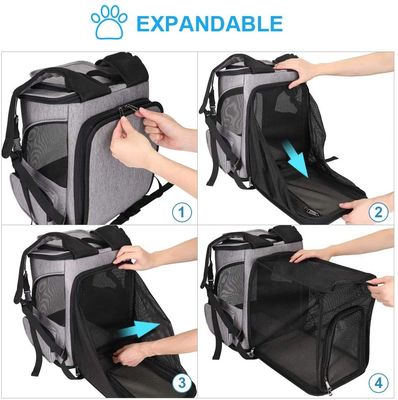 Oxford Fabric Pet Carrier Backpacks / Foldable Dog Carrier Bag 20 Lbs Mesh Breathable