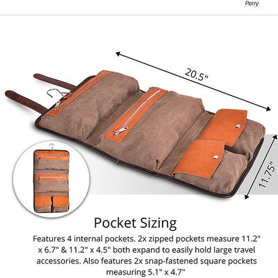 Leather Hanging Leather Toiletry Bag For Men Fantastic Gift Orange Brown