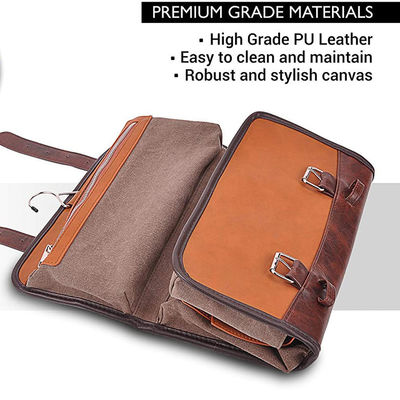 Leather Hanging Leather Toiletry Bag For Men Fantastic Gift Orange Brown