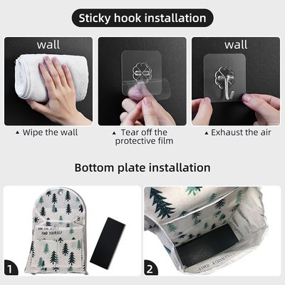 3 Pockets Wall Hanging Storage Bag / Linen Fabrics Waterproof Over The Door Closet Organizer