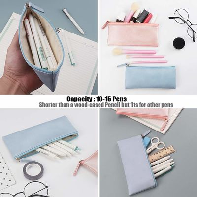 PU Soft Leather Pencil Case Pouch Bag With Zipper Small Leather Pencil Case ODM